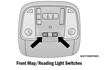 Dodge Charger. Interior Courtesy Lights, Front Map/Reading Lights