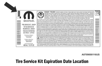 Dodge Charger. Tire Service Kit Usage Precautions
