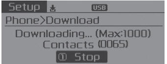 As the contacts are downloaded from the mobile phone, a download progress bar