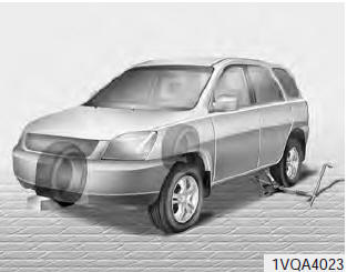 4.Remove the wheel lug nut wrench, jack, jack handle, and spare tire from the