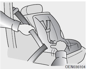 5. Remove as much slack from the belt as possible by pushing down on the child