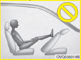 Never place feet on the front passenger seatback.
